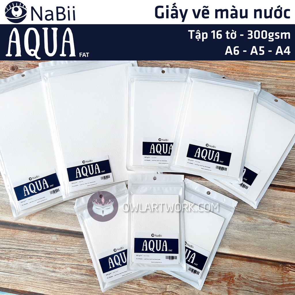 Tập lẻ - Giấy vẽ màu nước Nabii Aqua Fat 300gsm 16 tờ