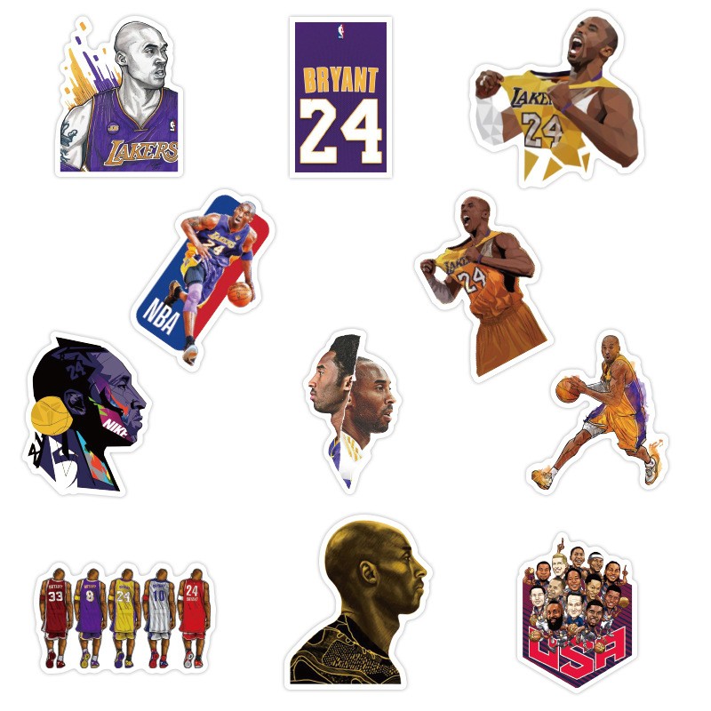 [50 STICKER cầu thủ bóng rổ mamba kobe] Sticker dán hoạt hình nhiều mẫu chống nước, dán mũ bảo hiểm vali laptop 053