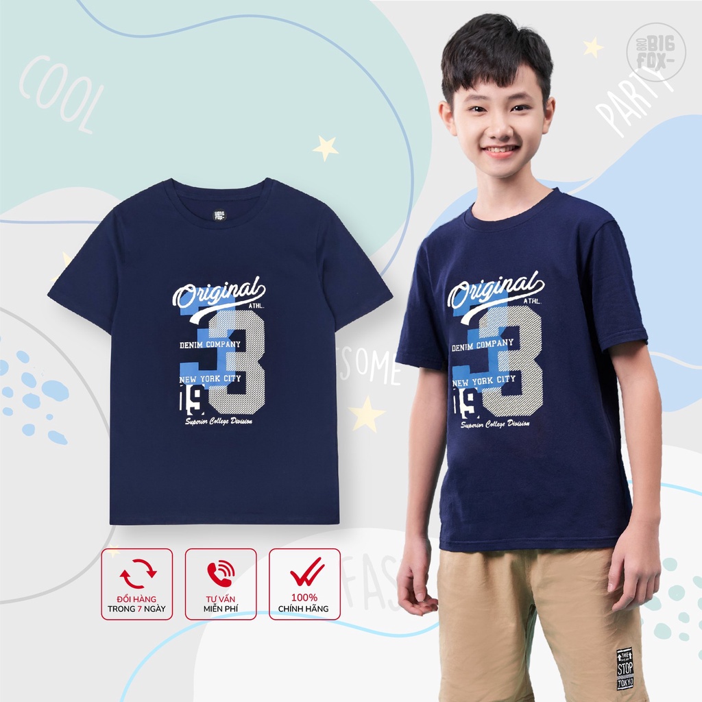 Áo Thun Bé Trai Size Đại Bigfox, Áo Phông Trẻ Em In Hình Số 3,Chất Cotton Xuất