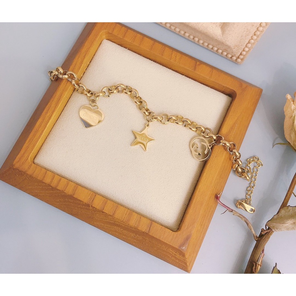 GUCCI Vòng đeo tay bằng thép titan họa tiết chữ GG thời trang thanh lịch cho nữ