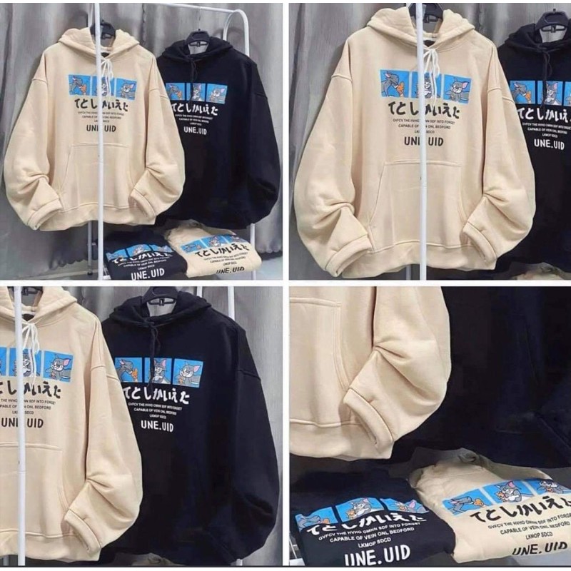 ÁO KHOÁC HOODIE mèo chuột UNE.UID chất nỉ bông Nam nữ