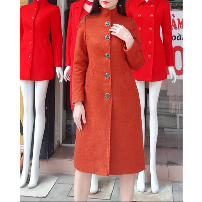 📣Áo măng tô dạ cổ tàu dáng eo, được thiết kế, sản xuất may kỹ . Chất dạ Tweed kim tuyến, lót lụa gió cùng tông.Ảnh thật.