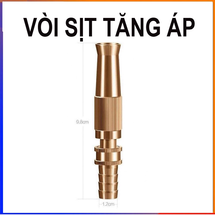 Đầu vòi xịt tăng áp lực nước mini bằng đồng tưới cây rửa xe cực mạnh kèm đai siết ống