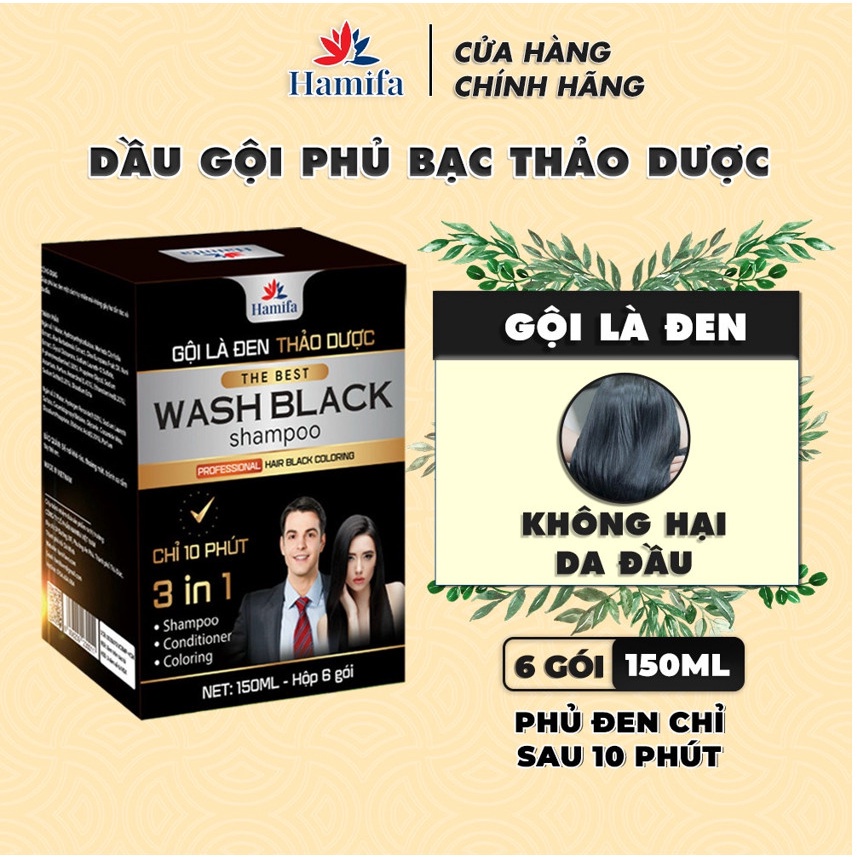 Gội là Đen Thảo Dược Hamifa Hộp/ 6 gói