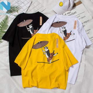 Áo Thun tay lỡ UNISEX Mèo DANCER cầm ô A025