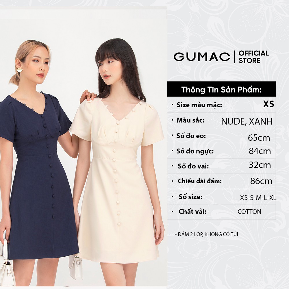 [Mã WABRGU55 giảm 12% đơn 99K] Đầm nữ cổ V phối nút GUMAC DB767 | BigBuy360 - bigbuy360.vn