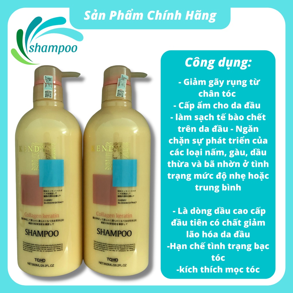 Cặp dầu gội xả dưỡng sinh cao cấp chống rụng tóc kích thích mọc tóc Kendy 800ml