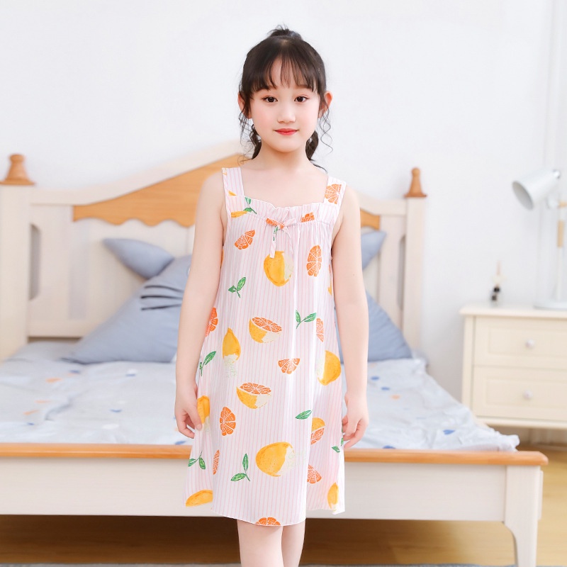 Đồ ngủ Cotton Lụa Mỏng Hai Dây Dành Cho Bé Gái