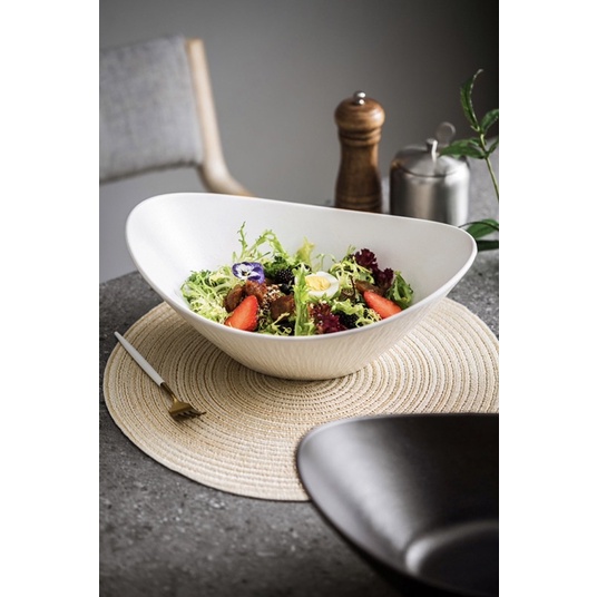 Tô sâu lòng dáng thuyền đựng salad, trái cây phong cách Nhật Bản