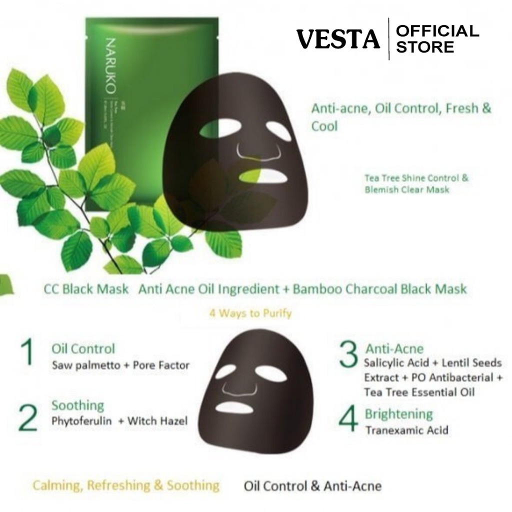 Mặt Nạ Naruko Tea Tree - Mask Kiểm Soát Dầu Và Mụn Trà Tràm 26ml - Hộp 8 Miếng | BigBuy360 - bigbuy360.vn