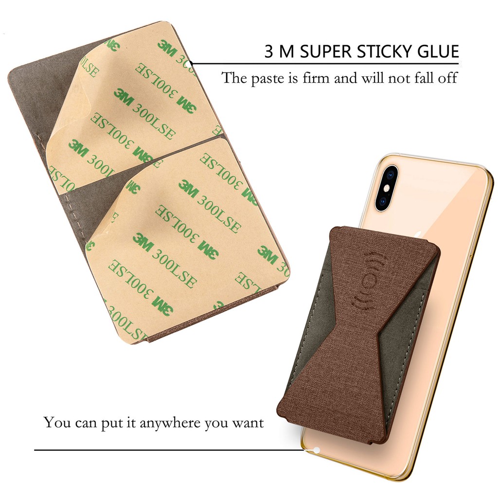 Multi-angle Invisible Phone Holder Slim Magnetic Car Holder Sticker Wallet Card Slots Phone Back Sticker For  cell phone