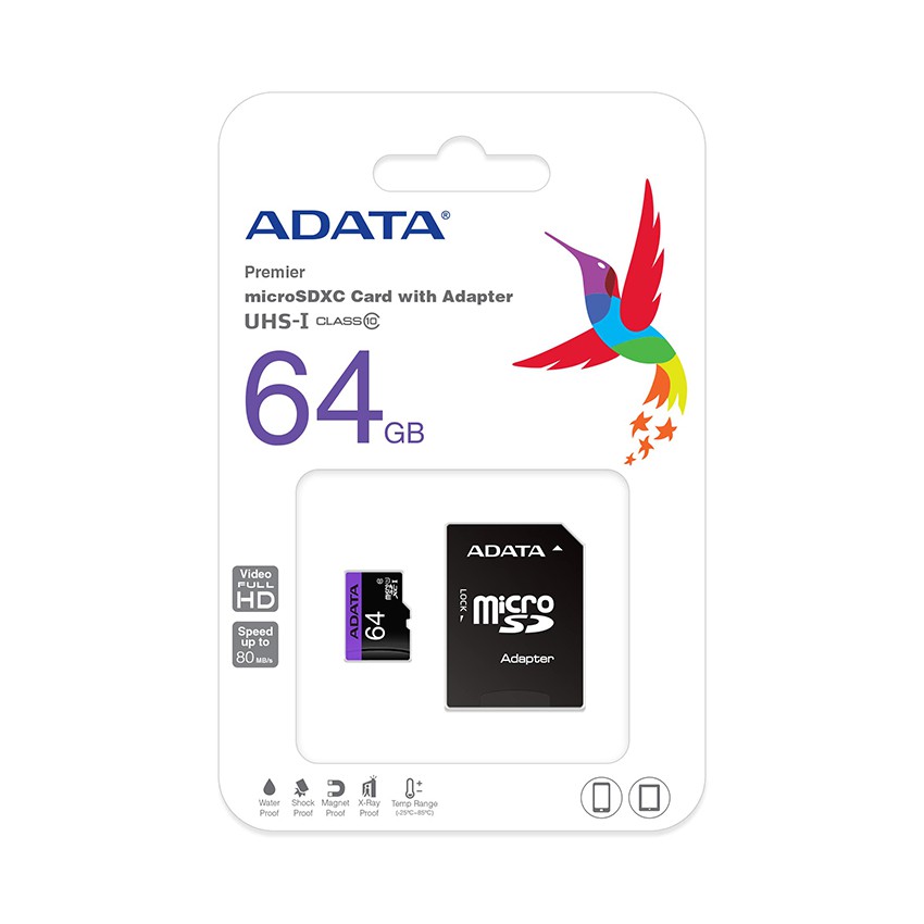 THẺ NHỚ ADATA MICRO SDXC 64GB CLASS 10 + Adapter - Chính Hãng