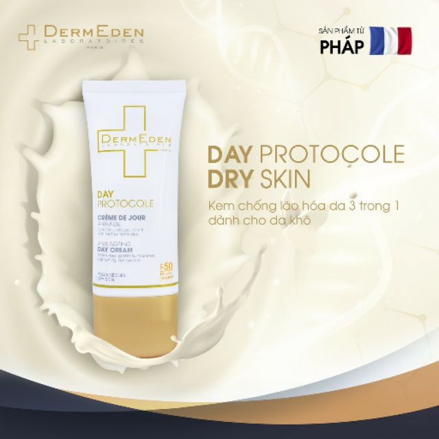 DermEden Kem Chống Lão Hóa & Làm Mờ Đốm Nâu Ban Ngày Dành Cho Da Khô Anti Age Day Cream Dry Skin SPF50+ 50ml