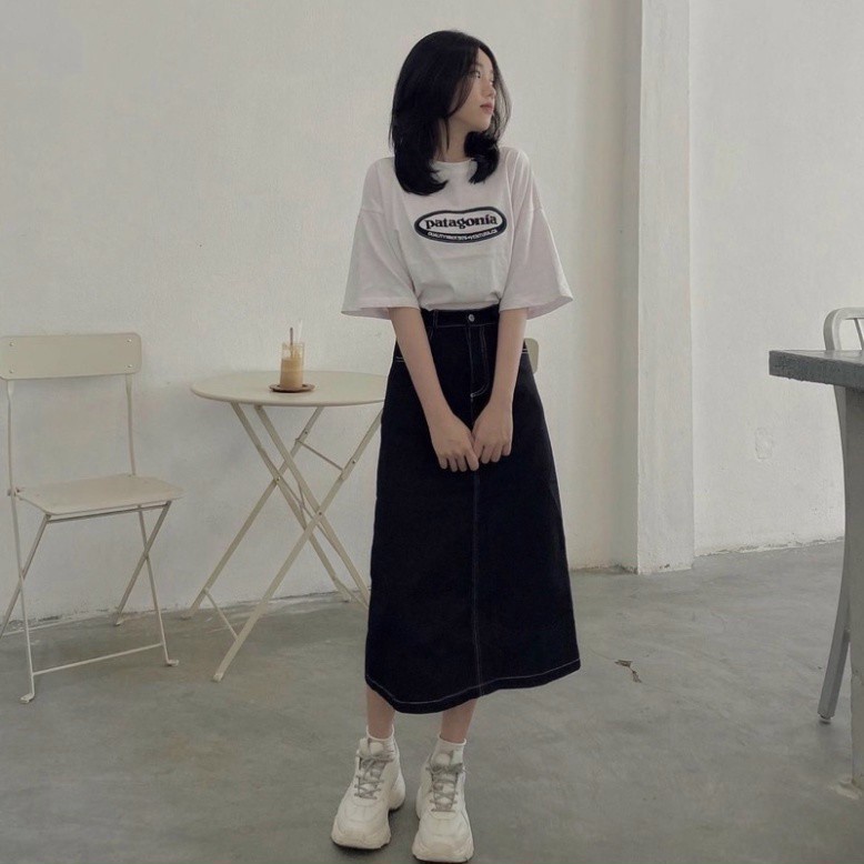 Chân váy bò chữ A xẻ ngắn . Chân váy công sở lưng cao xẻ tà màu trơn dễ phối đồ trẻ trung thanh lịch