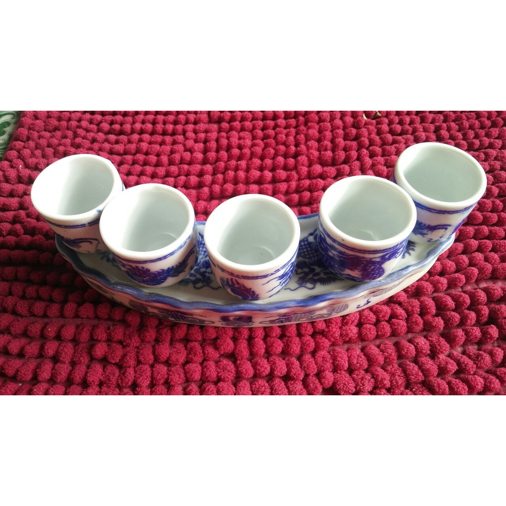bộ kỷ thờ bát tràng màu xanh