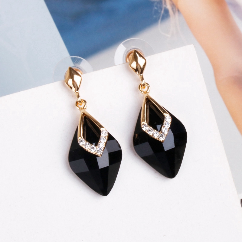 Bông tai bằng bạc 925 đính đá dáng dài phong cách Hàn Quốc cho nữ