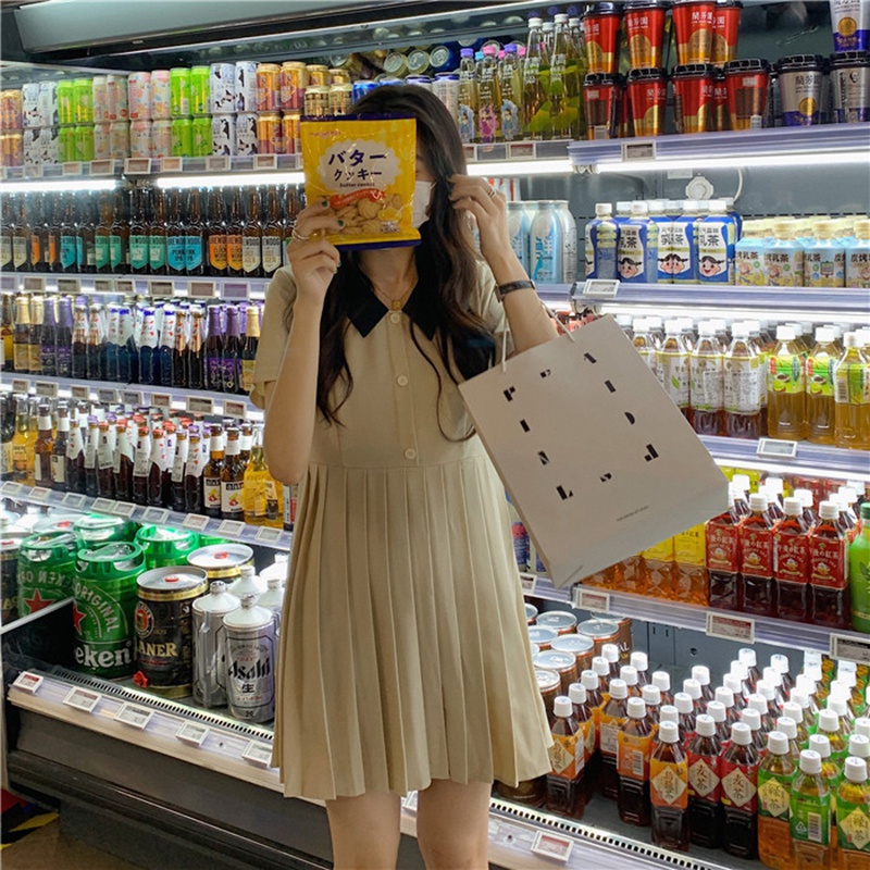 Đầm polo nữ HB thiết kế cổ phối màu đen tùng váy xếp ly D059 | BigBuy360 - bigbuy360.vn