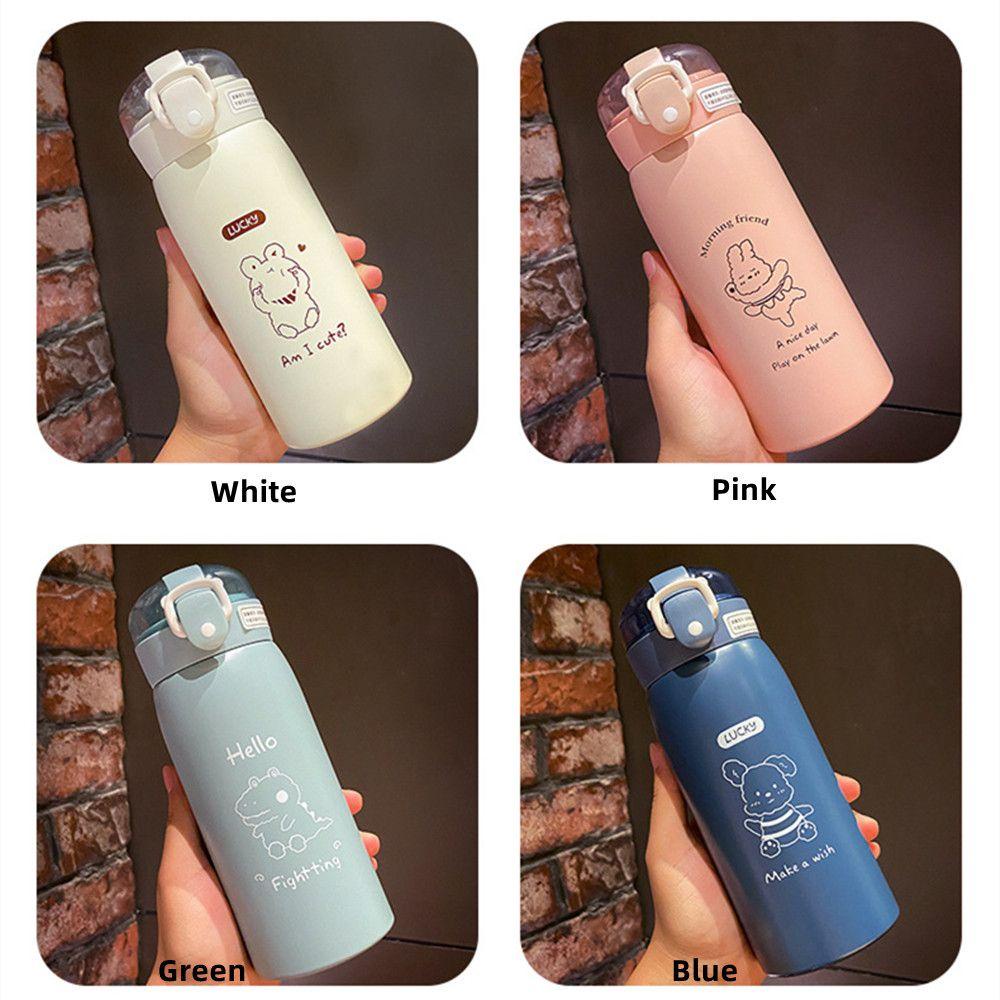PISTA Bình Nước Giữ Nhiệt Dung Tích Lớn 500ml Có Ống Hút Họa Tiết Dễ Thương