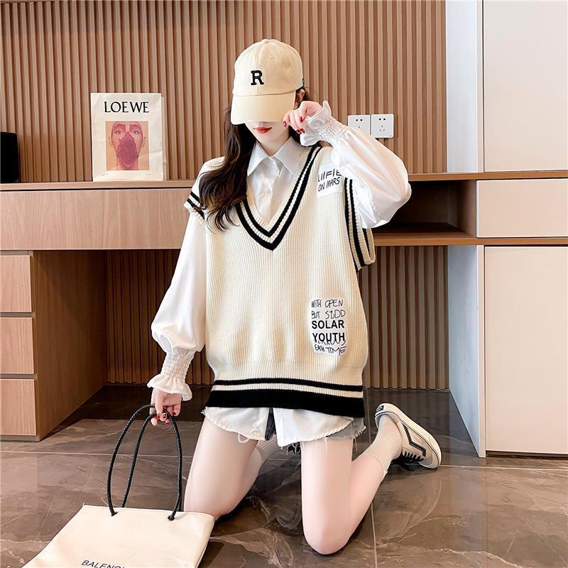 Áo Sơ Mi Không Tay Dáng Rộng Cổ Chữ V Phong Cách Thời Trang Hàn Quốc