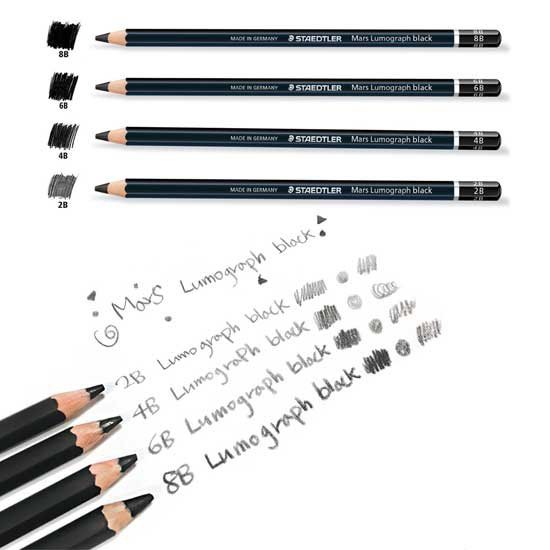 Bút chì đen Staedtler MARS LUMOGRAPH 100B BLACK thuần Carbon Graphite (HB,2B,4B,6B,7B,8B)