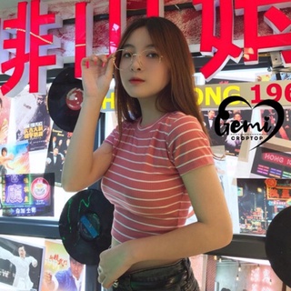 ÁO CROPTOP KẺ SỌC TAY NGẮN (FORM NHỎ) [GEMI SHOP]