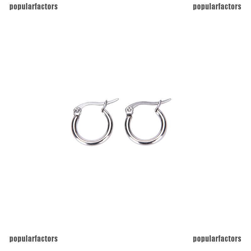 Khuyên Tai Tròn Mạ Bạc Chất Liệu Thép Không Gỉ