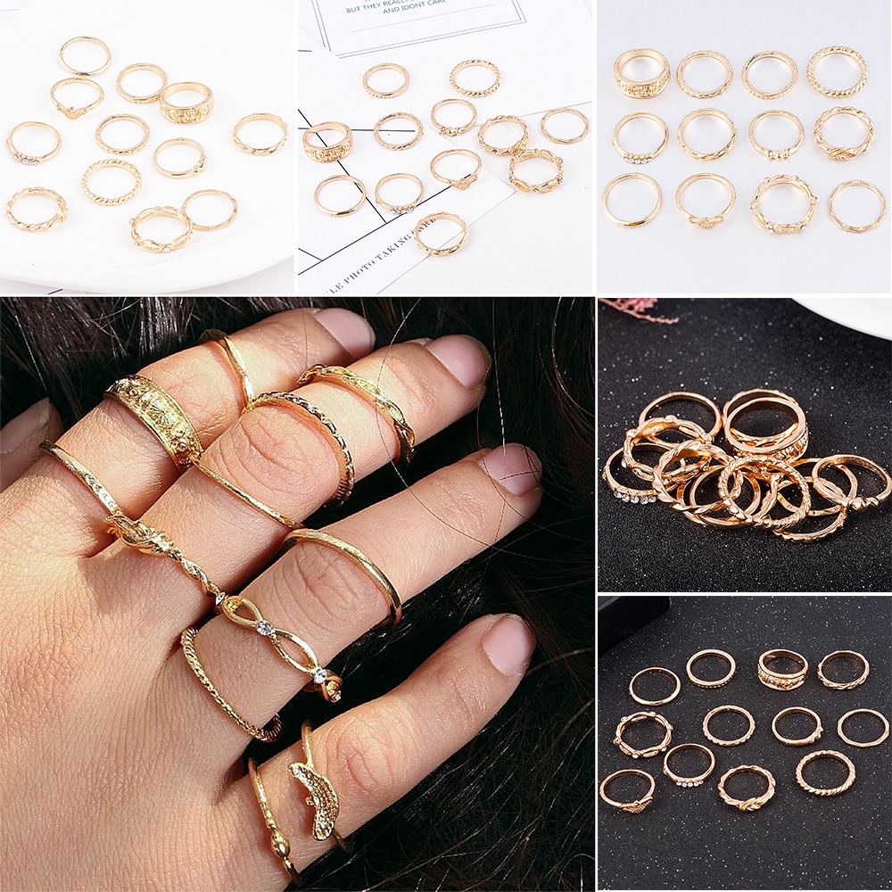 Set 12 Nhẫn Đeo Khớp Ngón Tay Phong Cách Vintage Cho Nữ