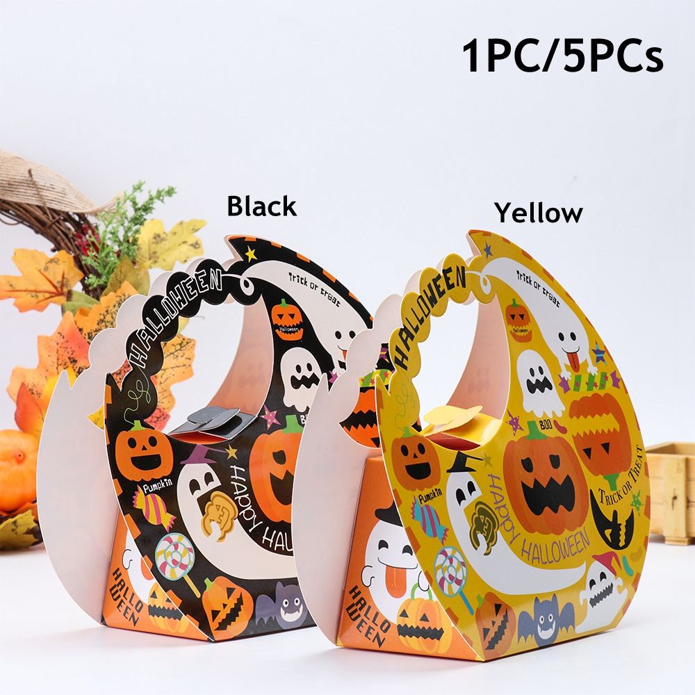 Set 1 / 5 Hộp Đựng Bánh Kẹo In Họa Tiết Halloween Đơn Giản