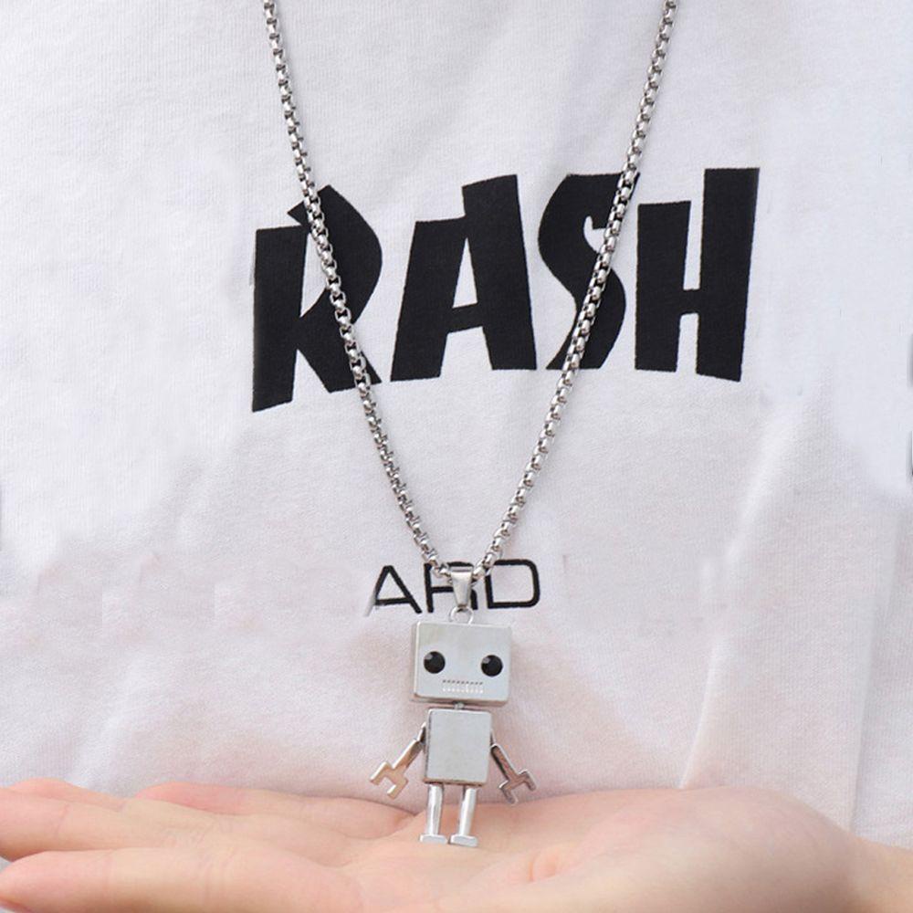 Vòng Cổ Choker Bằng Thép Không Gỉ Mặt Hình Robot Phong Cách Punk Cổ Điển
