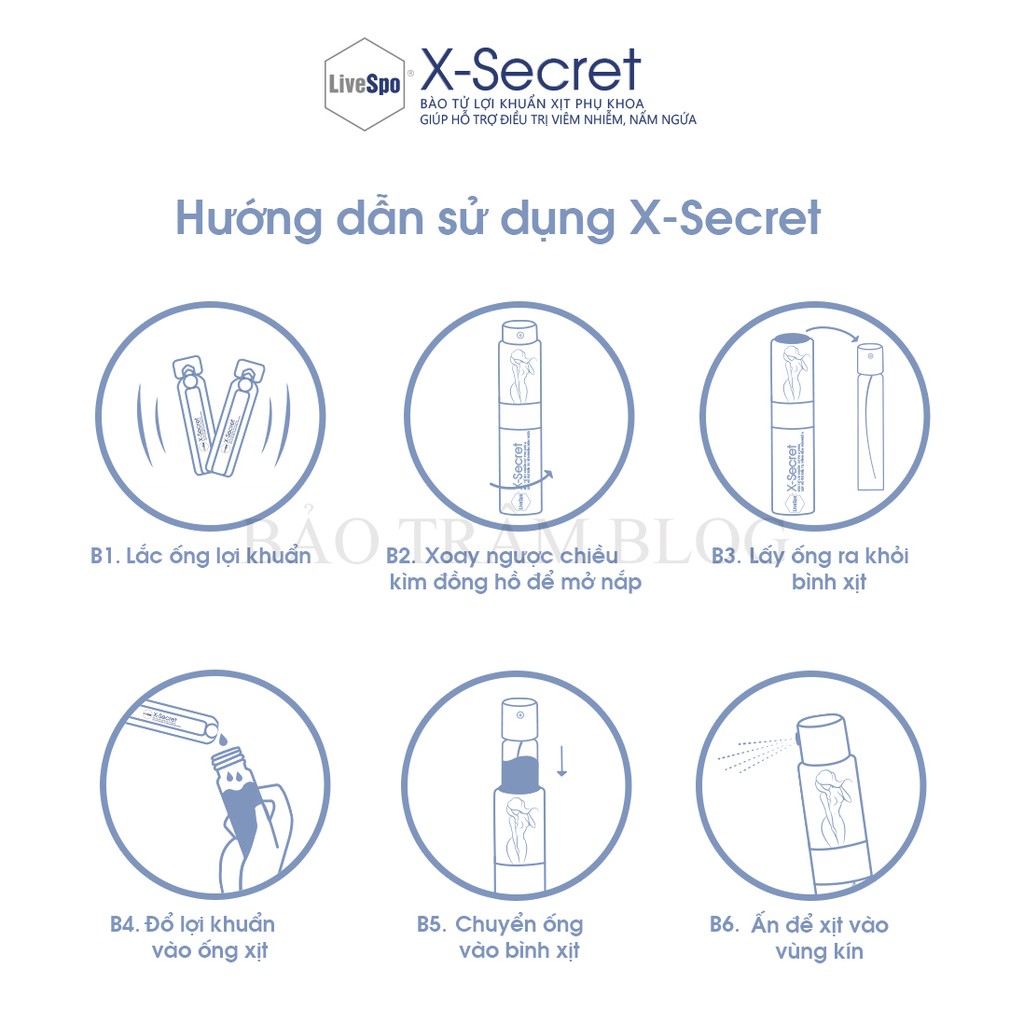 XỊT Lợi Khuẩn X-Secret Bào Tử Lợi Khuẩn Hỗ Trợ Giảm Nấm Ngứa Cho Phụ Nữ