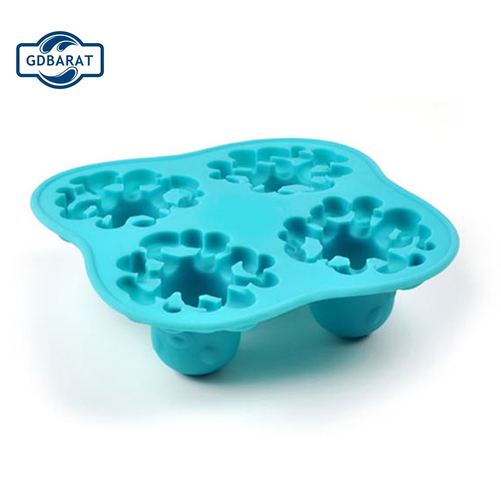 Khuôn Silicone Làm Đá Viên 4 Ngăn Hình Bạch Tuộc