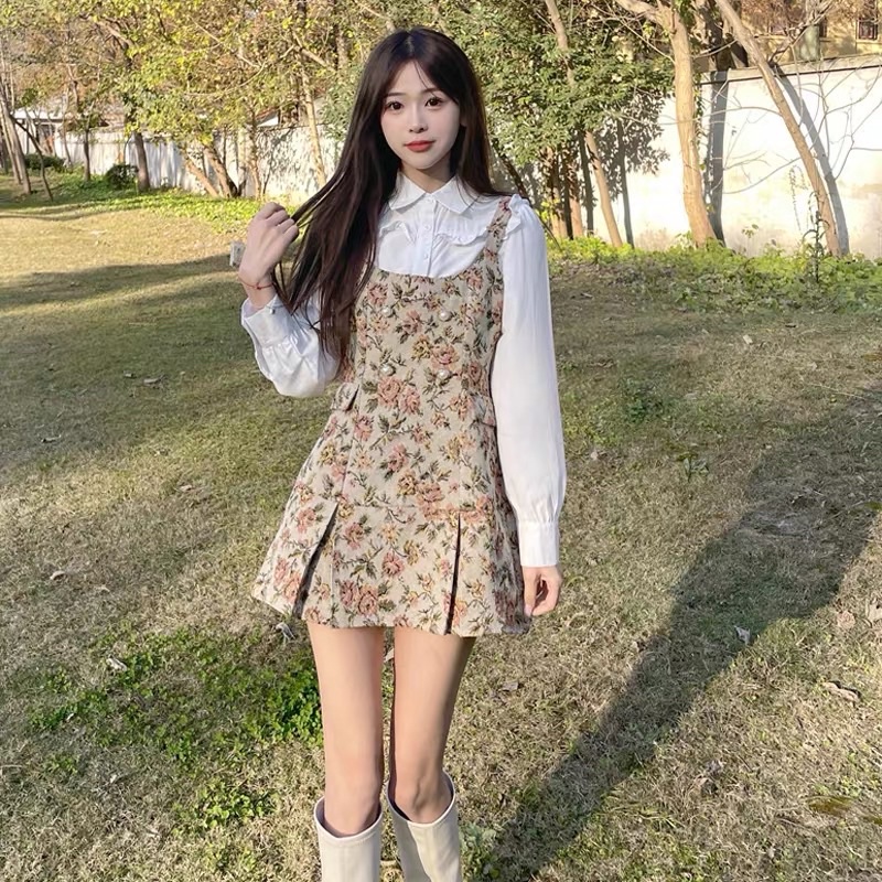 🖤Đầm tiểu thư xoè gấm cao cấp thêu hoa nổi sang chảnh phối voan cổ nơ retro vintage váy bánh bèo xinh xắn ulzzang