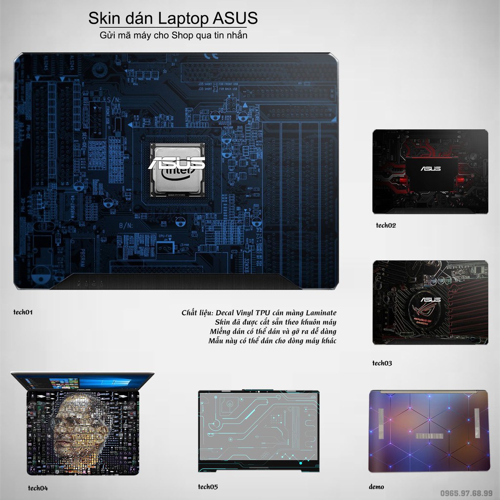 Skin dán Laptop Asus in hình Công nghệ (inbox mã máy cho Shop)