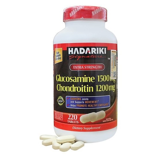 Hadariki Glucosamine 1500mg Chondroitin 1200mg tăng cường sức khỏe xương khớp, Chai 220 viên DATE 4/2021