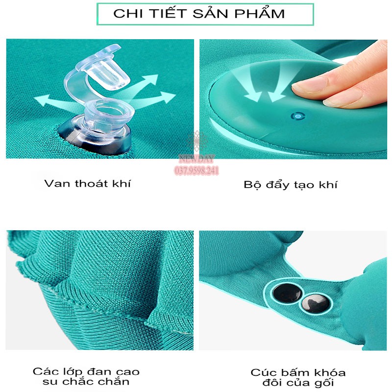 Gối kê cổ gối chữ U tự bơm mang du lịch, đi ô tô, đi làm đi muôn nơi SK248