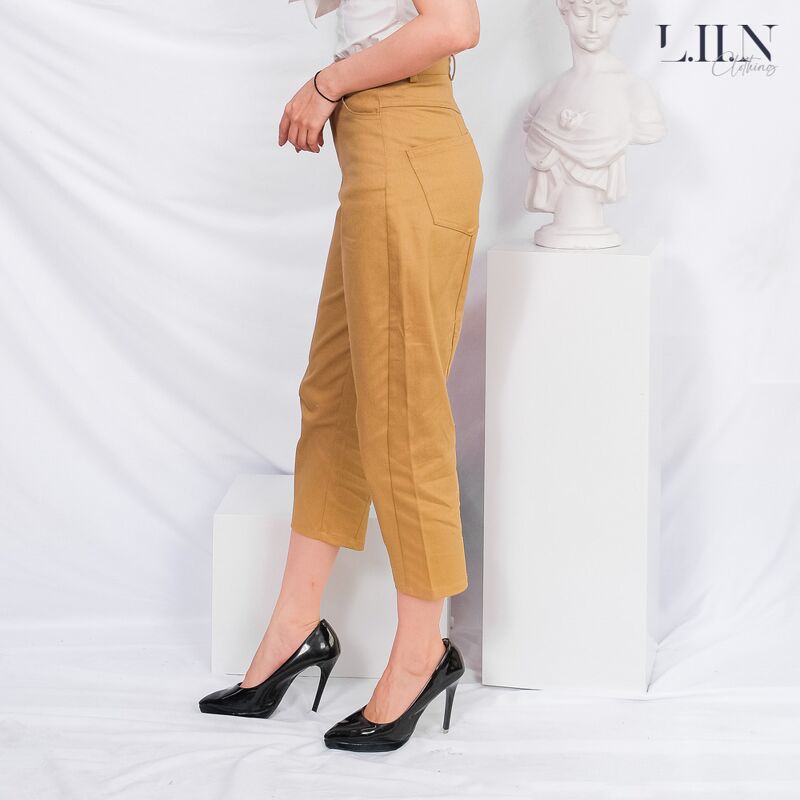 Quần kaki nữ LIIN CLOTHING màu be, kiểu dáng công sở ống bó thanh lịch Q3228