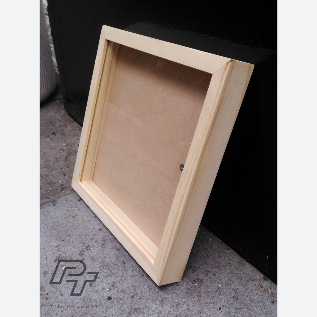 Khung ảnh 20x20 Hộp vuông B1 - Khung hình gỗ thông mặt kính - Khung gỗ handmade - Picture Frames Tiệm Khung PT