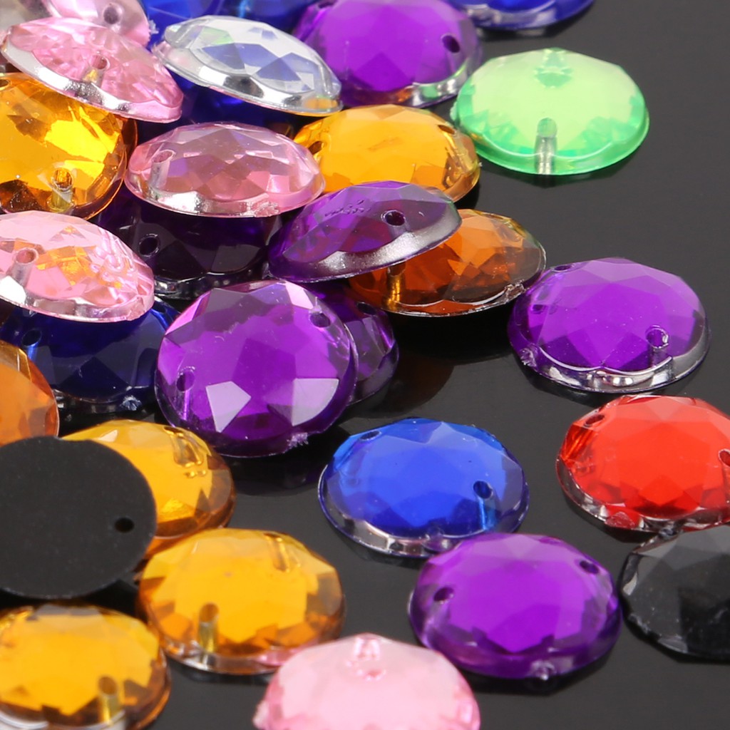 Chuỗi Hạt Pha Lê Hai Lỗ Bằng Acrylic 10 / 12mm Dùng Làm Trang Sức DIY