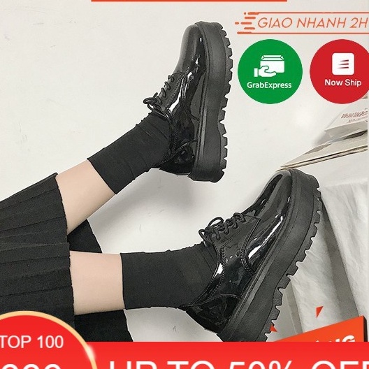 GIÀY NỮ bánh mỳ da bóng ULZZANG  đế cao 5cm