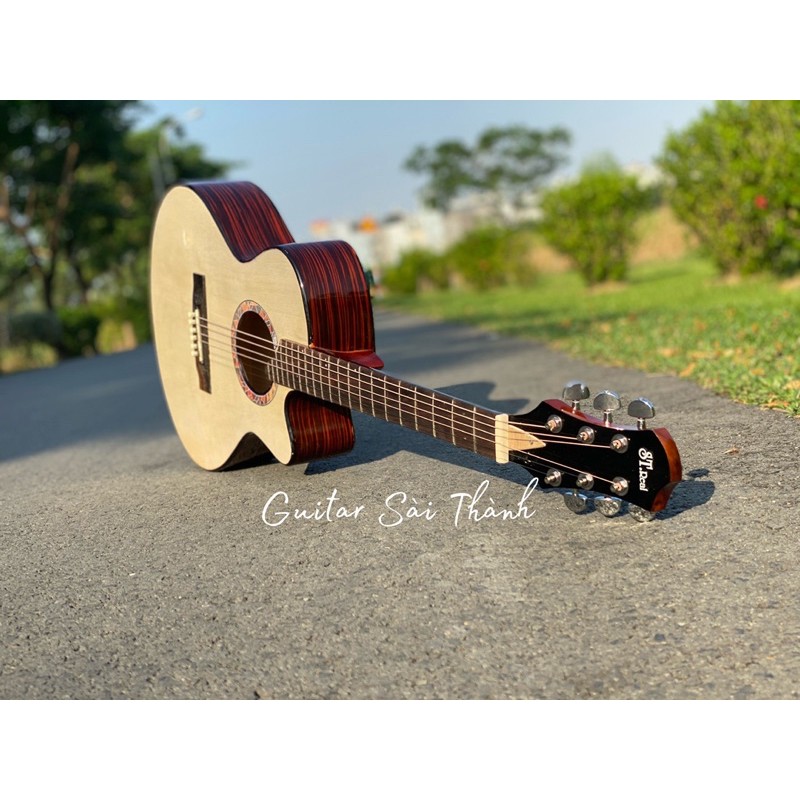 Đàn Guitar Acoustic ST.Real Guitar Sài Thành Mã X1 gỗ POLYWOOD EBONY vân gỗ thật kích thước full size