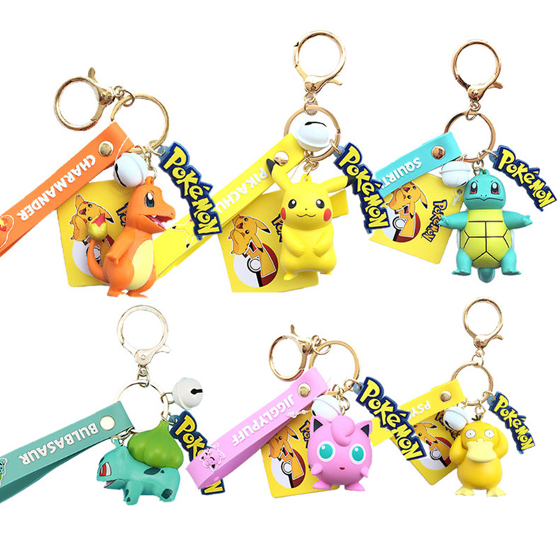 Original Pokemon Pikachu Keychain Pokémon Squirtle Psyduck Charmander Keychain Gift