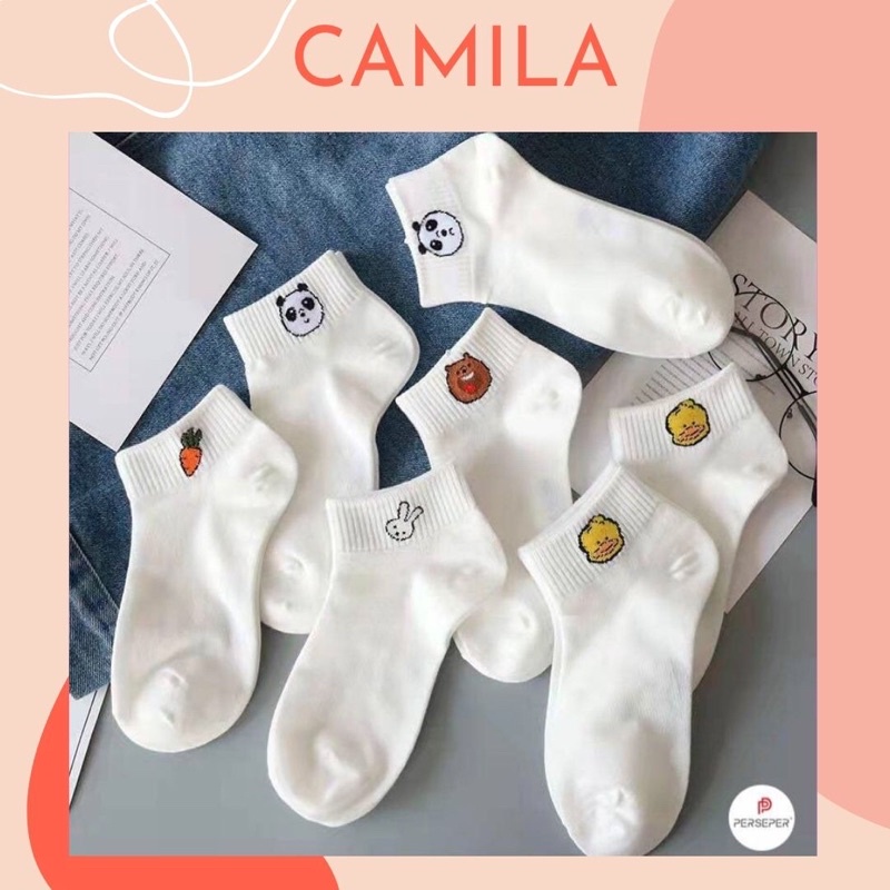 Tất nữ cổ ngắn cute trắng Hàn Quốc CAMILA T10