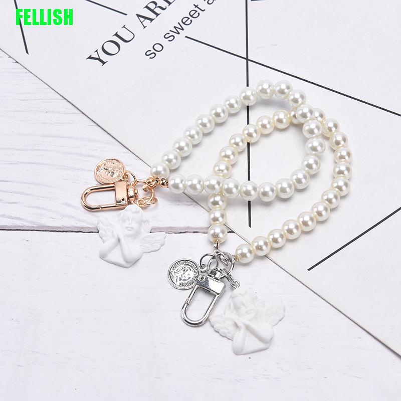 Móc Chìa Khóa Hình Thiên Thần Đính Ngọc Trai Phong Cách Vintage Mới