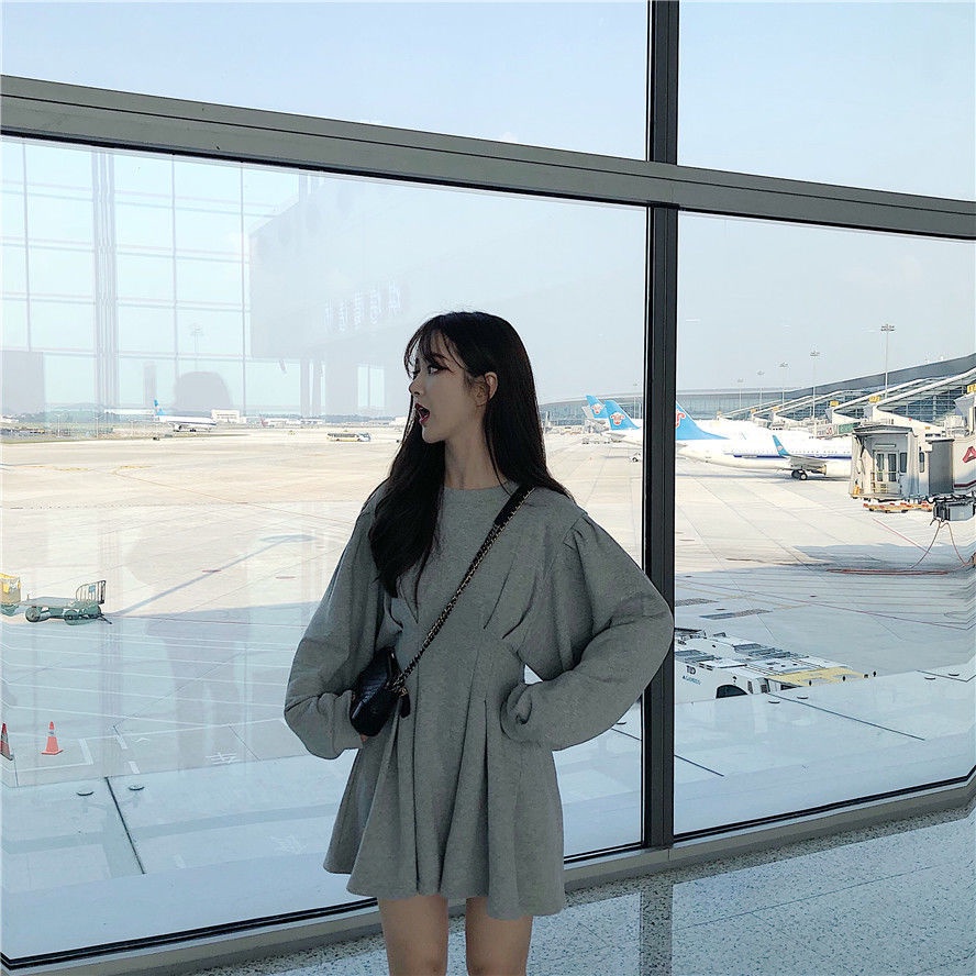 COZOK Đầm tay dài ôm eo thời trang cho nữ