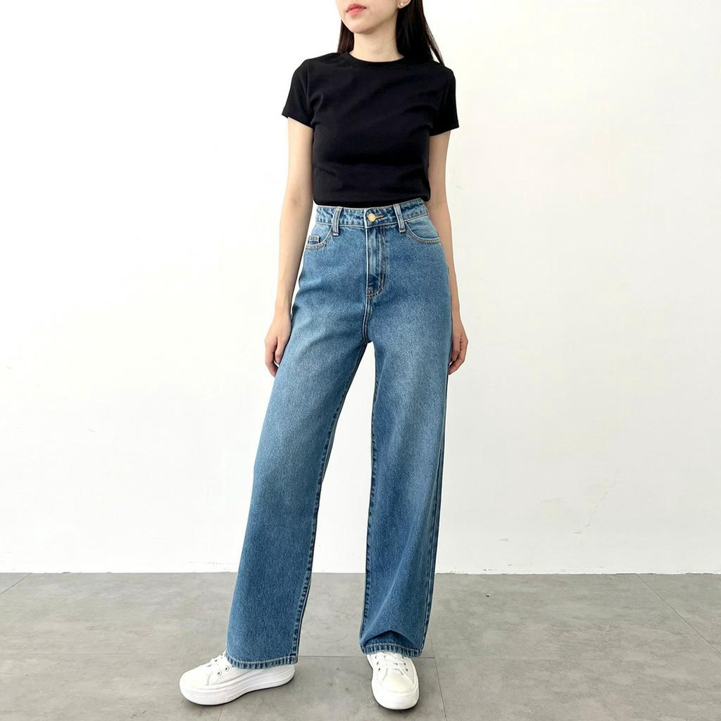 Quần Jeans Nữ Lưng Cao Phom Ống Suông Dáng Rộng Thoải Mái Các Màu RedeJeans VNXK L-02,L-02B,L-02E,L-03,L-07,L-03C