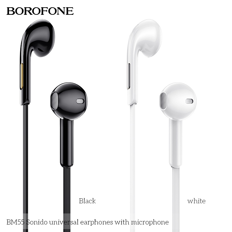 Tai nghe nhét tai BOROFONE BM55 chống ồn, nghe hay có mic đàm thoại, dây dài 1.2m - Chính hãng