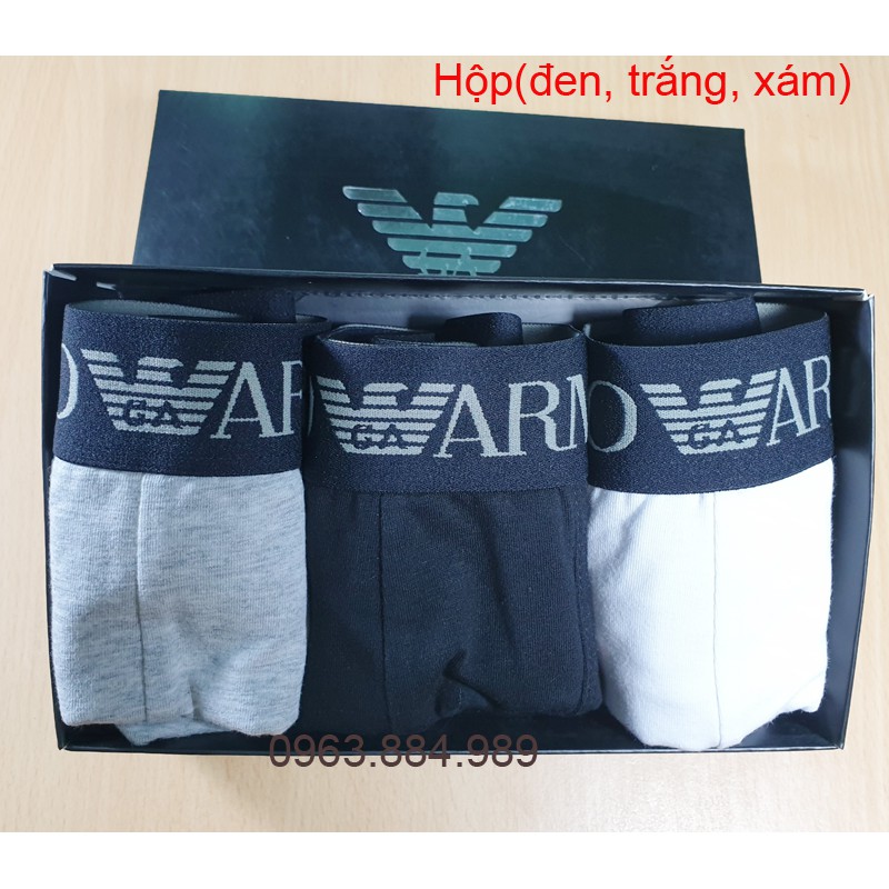 Hộp 3 quần boxer chất lượng tuyệt hảo của E.01 nhiều màu, cạp dệt cho anh em chất cotton thoáng mát, thoải mái