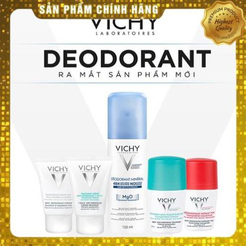 Lăn khô thoáng vùng da dưới cánh tay 72h Vichy Détranspirant Intensif 50ml