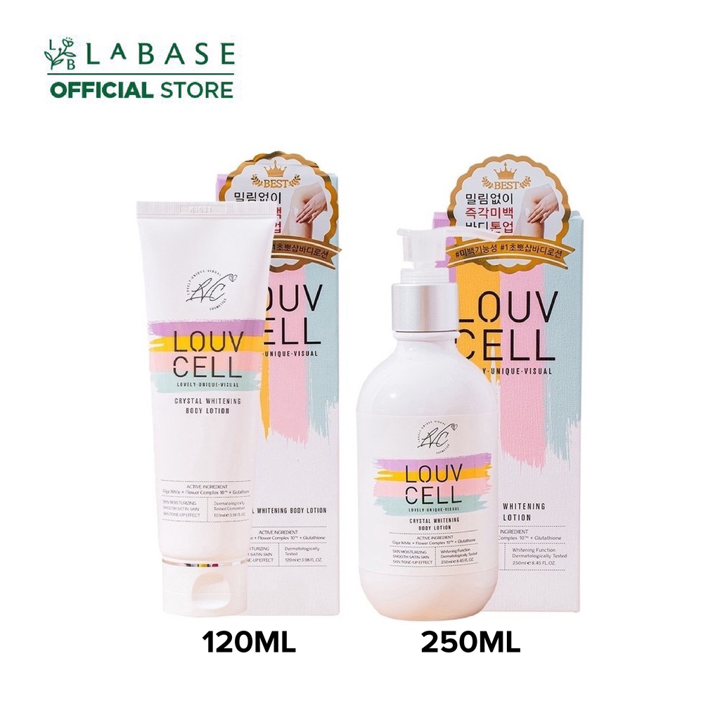 Sữa dưỡng thể trắng da Louv Cell Crystal Whitening Body Lotion tuýp 120ml - Chai 250ml