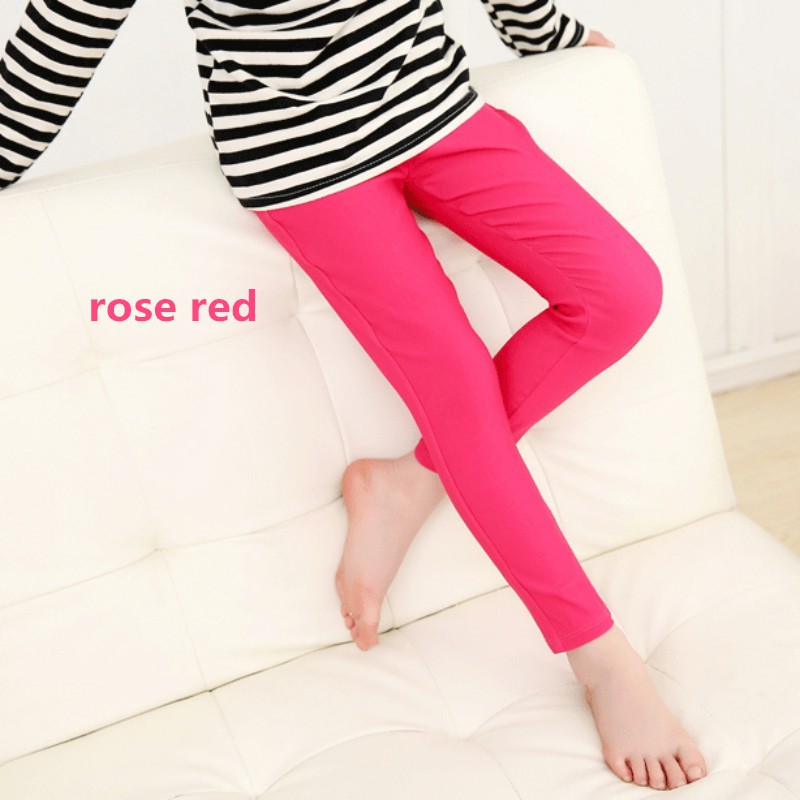 Quần legging trơn màu chất liệu co giãn tốt dành cho bé gái